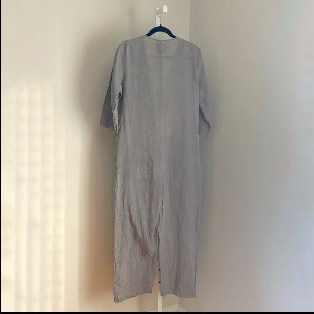 ZARA Lillian Gray Linen Jumpsuit Button-Down Linen Romper Women’s Size Medium